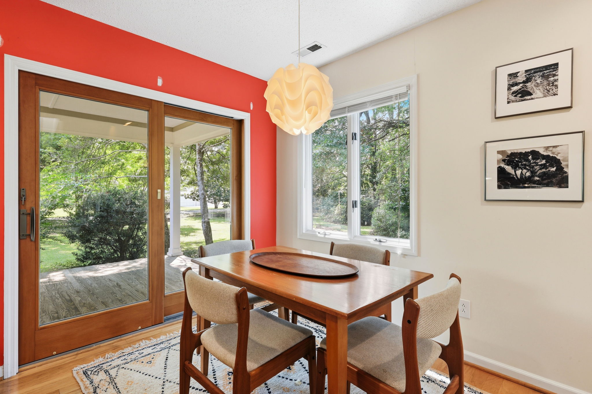 Dining area with doors to the porch
